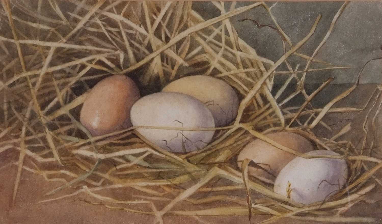 British School, 20th Century, Egg, Still Life, Watercolour, indistinctly signed, approx 7x12in - Image 2 of 2