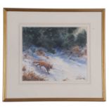 Simon T. Trinder (British, contemporary) "Fox and Woodcock", watercolour, signed, dated 2005, framed