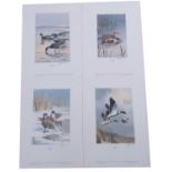 J.C.Harrison (British, 1898-1985), set of 4 signed limited edition prints 1981 - shoveler, shelduck,