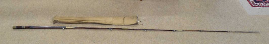 Antique 5-part wooden fly-fishing rod made by Chas Farlow maker 191 strand London. With brass reel