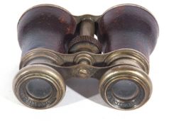 Antique pair of 19th century / 20th-century leather-bound binoculars by “the goodood manufacture –
