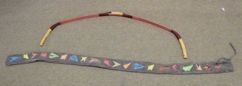 Modern Kassai Hungarian bow covered in red leather – length unstrung approx. 124cm, lacking string