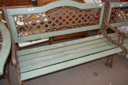 20TH CENTURY HARD WOOD AND CAST IRON GARDEN BENCH