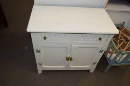 WHITE PAINTED ONE DRAWER TWO DOOR SIDE CABINET