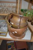 COPPER COAL BUCKET TOGETHER WITH A DOUBLE HANDLED JARDINIERE