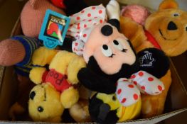 BOX OF VARIOUS ASSORTED TEDDIES AND SOFT TOYS TO INCLUDE MINNIE MOUSE