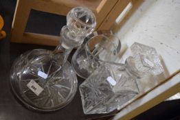 TWO CUT GLASS DECANTERS AND FURTHER ITEMS