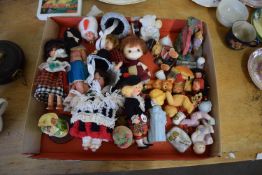 COLLECTION OF VARIOUS ASSORTED ORNAMENTS, MINIATURE DOLLS ETC