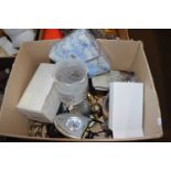 BOX OF MIXED ITEMS TO INCLUDE SILVER PLATED TEASET