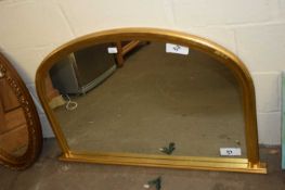CONTEMPORARY ARCHED OVER MANTEL MIRROR IN GILT FINISH FRAME