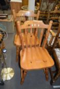 TWO PINE FRAMED KITCHEN CHAIRS