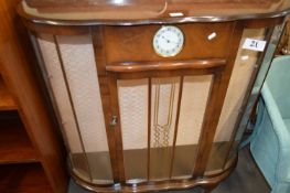 VINTAGE GLAZED DISPLAY CABINET INSET WITH A SMITHS ELECTRIC CLOCK