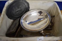 MIXED LOT: VARIOUS ASSORTED SILVER PLATED WARES, CAST PEWTER PLATE ETC