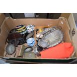 BOX OF VARIOUS ASSORTED CUTTLERY, SILVER PLATED WARES AND OTHER ITEMS