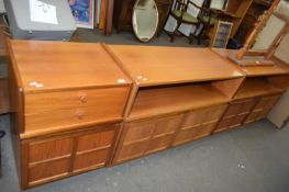 NATHAN TEAK PAIR OF TWO DOOR CABINETS AND A FURTHER SMALLER CABINETS (3)