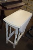 SMALL WHITE PAINTED DROP LEAF TABLE