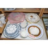 QUANTITY OF ROYAL DOULTON CAMBRIDGE PATTERN DINNER WARES, POLISH GLASS BOWL, COMMEMORATIVE PLATES