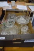 BOX OF VARIOUS ASSORTED DRINKING GLASSES, GLASS BOWLS AND OTHER GLASS WARES