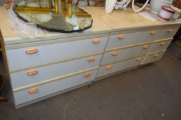 PAIR THREE DRAWER BEDROOM CHESTS AND A FURTHER MATCHING BEDSIDE CABINET (3)