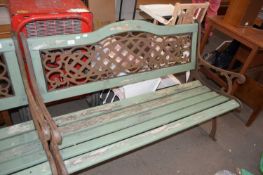 20TH CENTURY HARD WOOD AND CAST IRON GARDEN BENCH