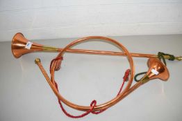 TWO COPPER HORNS