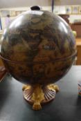 GLOBE FORM PEDESTAL DRINKS CABINET