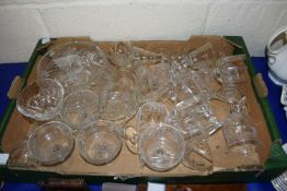 BOX VARIOUS MIXED DRINKING GLASSES, GLASS BOWLS ETC