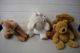 FOUR VARIOUS MODERN TEDDY BEARS