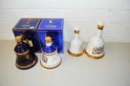 BELLS WHISKEY - FOUR VARIOUS WADE DECANTERS TO INCLUDE ROYALTY ISSUES, FULL