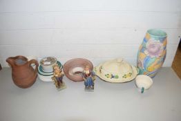 MIXED LOT: ASSORTED CERAMICS TO INCLUDE PRATT WARE POT LID, A BESWICK VASE, VAROUS FIGURES AND OTHER
