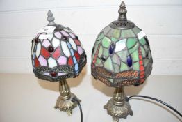 TWO SMALL TIFFANY STYLE TABLE LAMPS