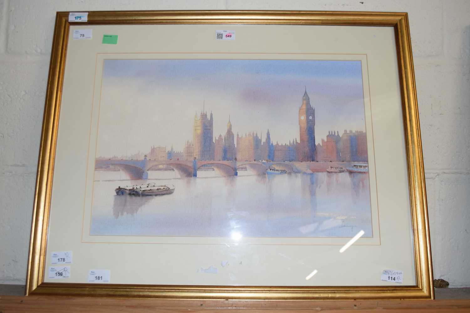 Lanyu Wang-Kemp (British/Chinese, Contemporary) "Twilight at Westminster" , watercolour, signed,