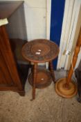 LATE 19TH / EARLY 20TH CENTURY CIRCULAR CARVED OAK TWO TIER OCCASIONAL TABLE