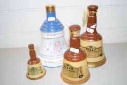 BELLS WHISKEY 4 VARIOUS DECANTERS TO INCLUDE QUEEN ELIZABETH THE QUEEN MOTHER'S 90TH BIRTHDAY, FULL