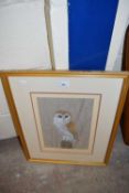 KEITH TOVEY STUDY OF A BARN OWL, FRAMED AND GLAZED