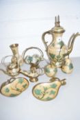 COLLECTION OF OVERLAID BRASS VASES AND ORNAMENTS