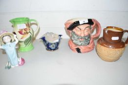 ROYAL DOULTON CHARACTER JUG, FULL STAFF, SMALL DOULTON JARDINIERE AND OTHER ITEMS OF DOULTON