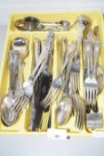 TRAY OF VARIOUS SILVER PLATED CUTTLERY MAINLY KINGS PATTERN