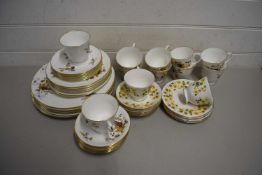 QUANTITY OF ROYAL WORCESTER FLORAL DECORATED TEA WARES TOGETHER WITH A QUANTITY OF QUEEN ANNE TEA