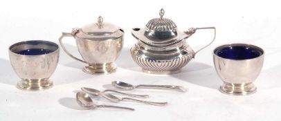 Mixed lot to include a pair of hallmarked silver pedestal salts and liners, hallmarked London