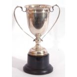 Silver presentation twin handled trophy cup engraved "News of the World Angling Competition