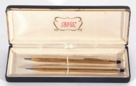 Cased Cross gold plated ballpoint and pencil set circa 1960s/1970s