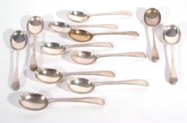 Set of twelve George V silver dessert spoons, hallmarked for Sheffield 1925, makers mark is for