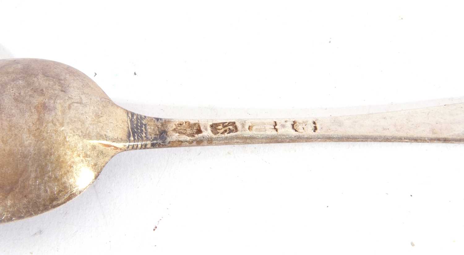 Base marked table spoon with bright cut decoration, makers mark and mark rubbed - Image 3 of 3