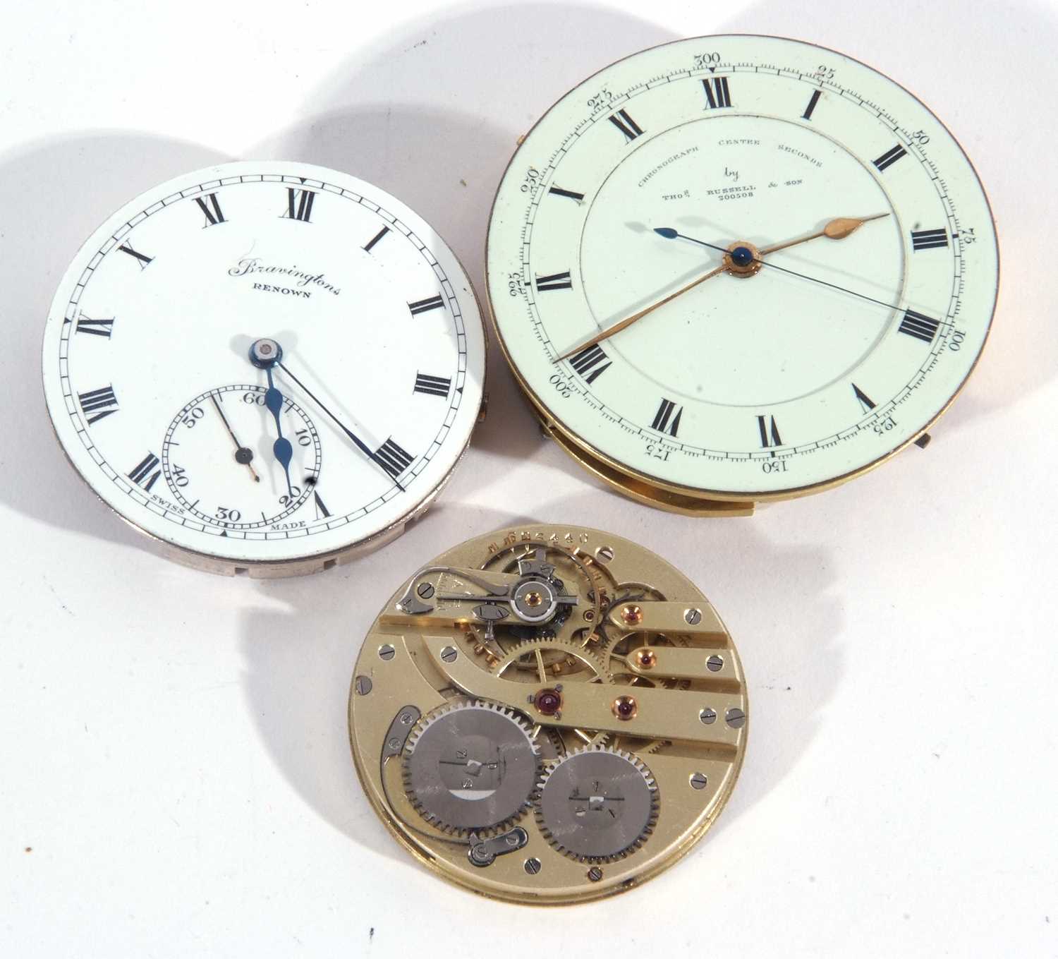 Lot of three pocket watch movements and dials, one by Thomas Russell & Sons complete with white - Image 2 of 4