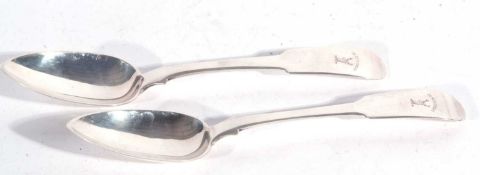 Pair of Scottish provincial silver fiddle pattern tablespoons by Alexander MacLeod of Inverness,