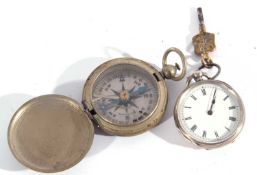 Mixed lot including a white metal pocket watch stamped in the case back 0.800. It has a key wound