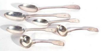 Mixed lot including two Georgian silver fiddle pattern basting spoons, one London 1832, makers