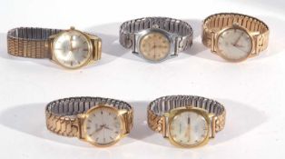 Mixed lot of 5 various gents wristwatcheS, including Lanco, Rone, La Chemiant and Miranda