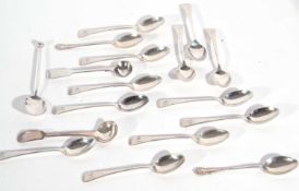 Mixed lot including eleven teaspoons stamped Sterling, three hallmarked silver teaspoons, a